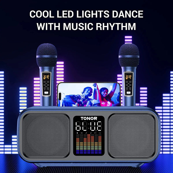Bluetooth Karaoke Speaker & 2 Wireless Microphones Rechargeable Karaoke Machine