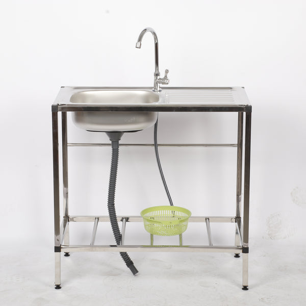 Portable Camping Kitchen Sink Single Bowl Sink Freestanding 31 x 17 x 30 Inch