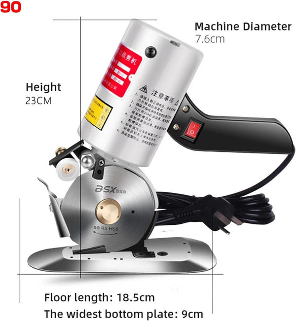 Electric Cloth Cutter Fabric Cutting Machine Round Blade Octagonal Knife 90mm