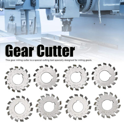 8Pcs Gear Milling Cutters with 20° Pressure Angle for Metric Module M1-M8 Gears