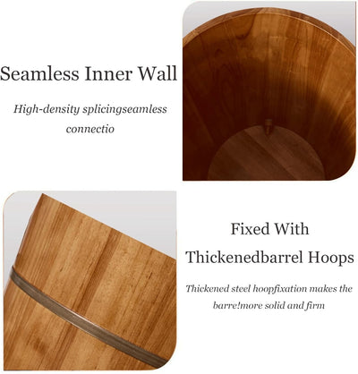 Foot Bucket With Steam Machine Wooden Basin for Soaking Tub W/Massager and Lid