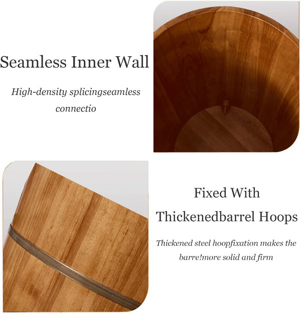 Foot Bucket With Steam Machine Wooden Basin for Soaking Tub W/Massager and Lid