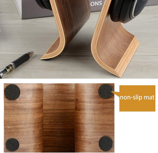 Wood Arch Headphone Stand Holder Hanger Walnut Earphone Headset Display Rack AU