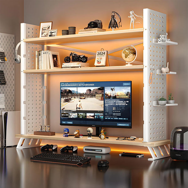 2-in-1 Computer Desktop Bookshelf & Organizer 3Tier Computer Desktop Bookshelf