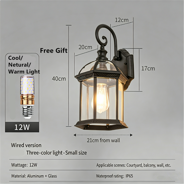 Outdoor Wall Lamp Waterproof Wall Mount Light for Front Door Garage Garden Patio