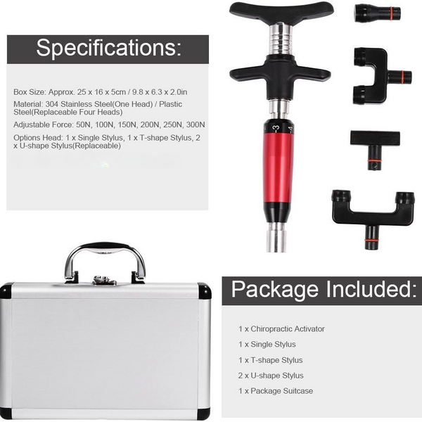 Chiropractic Adjusting Tool Spine Activator Massager 6 Levels 4 Heads AU STOCK