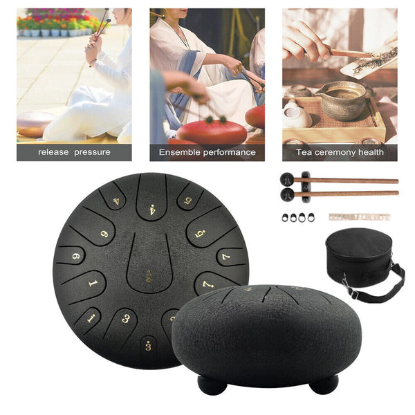 Rain Drum Steel Tongue Drum 12inch 15 Notes Musical Instruments Handpan Drum
