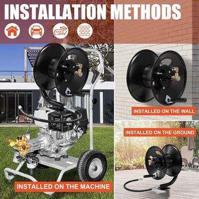 15m High Pressure Hose Reel Manual Crank Steel Reel with M22 3/8'' Fitting AU