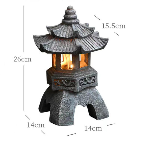Pagoda Statues Outdoor Solar Powered Statue Zen Garden Lantern LED Garden Light