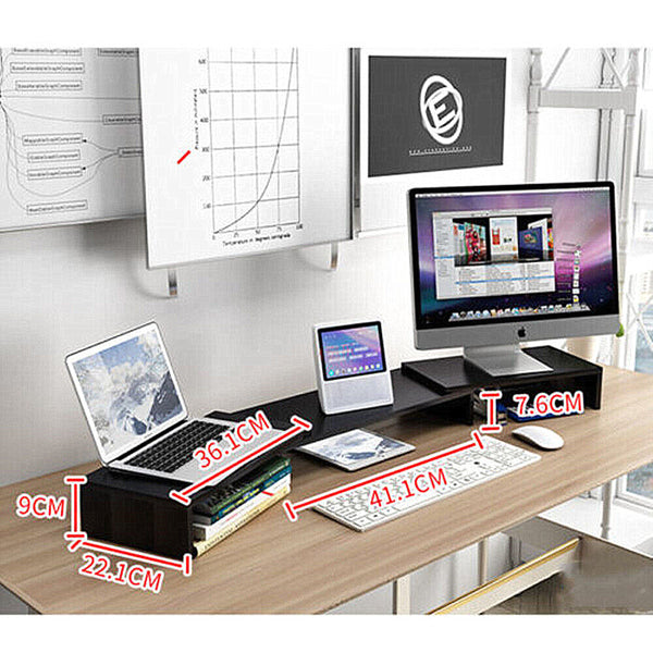 Dual Monitor Stand Riser 2 Monitor Desktop Organizer Adjustable Angle And Length
