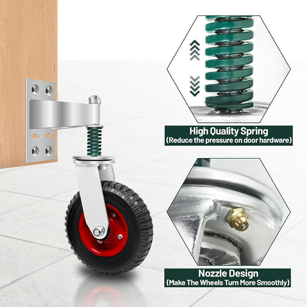 6" Gate Wheels Spring-Loaded Gate Wheels Caster Rotating Fence Wheel Max.600lbs.