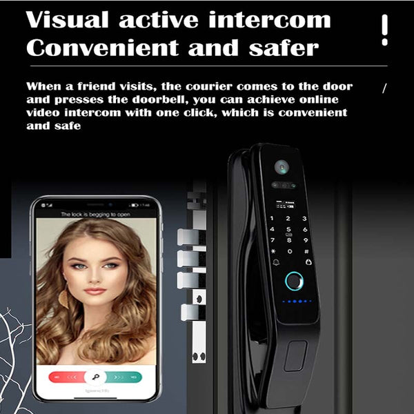 Smart Door Lock Video Voice Intercom Camera Fingerprint Unlock with 14 languages