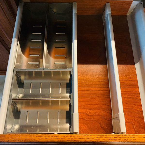 Drawer Organiser Stainless Steel Kitchen Cabinet Cutlery Utensil Holder Tray