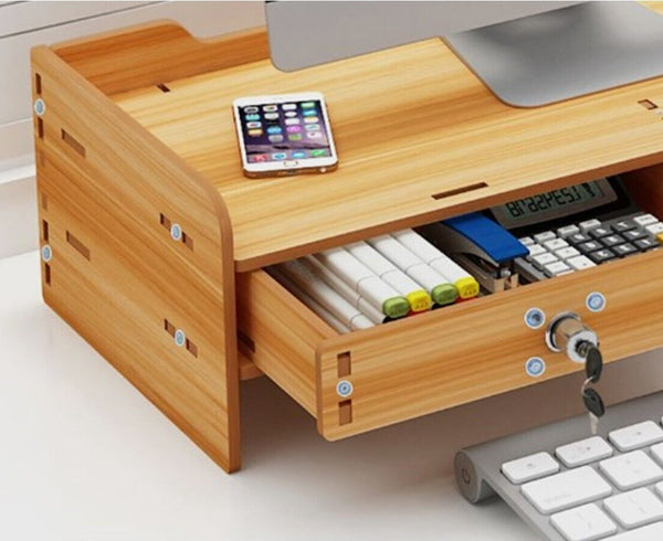 Monitor Stand Riser with Drawers Desktop Organizer 2-Tier for Laptop Computer