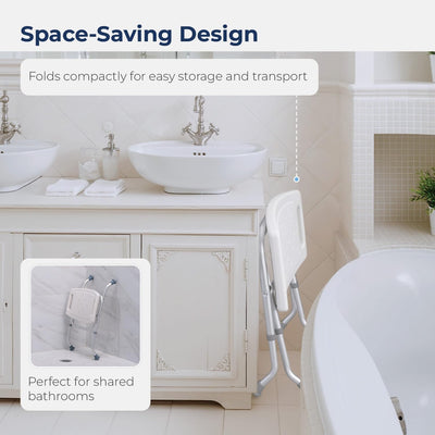 Foldable Shower Chair Height Adjustable Medical Bath Seat Bathroom Safety Assist