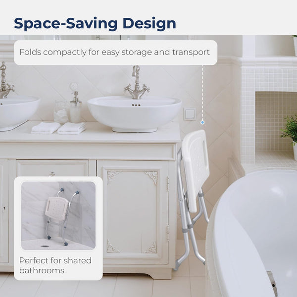 Foldable Shower Chair Height Adjustable Medical Bath Seat Bathroom Safety Assist
