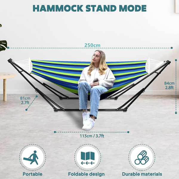 Foldable Hammock Swinging Chair Hammock With Stand Pop Up Hanging Camping Bed