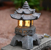 Pagoda Statues Outdoor Solar Powered Statue Zen Garden Lantern LED Garden Light