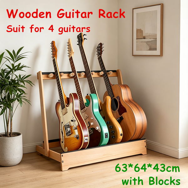 Guitar Stand Folding Design Multiple Guitars Storage Rack w/ Removable Retainers