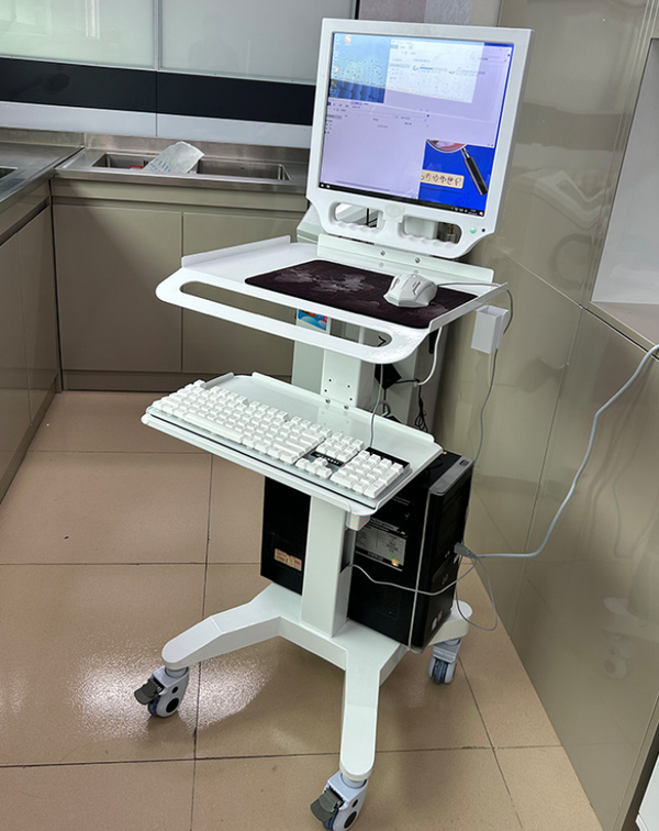 Medical Trolley Cart Height Adjustable with Laptop Tray Oral Scanner Holder AU
