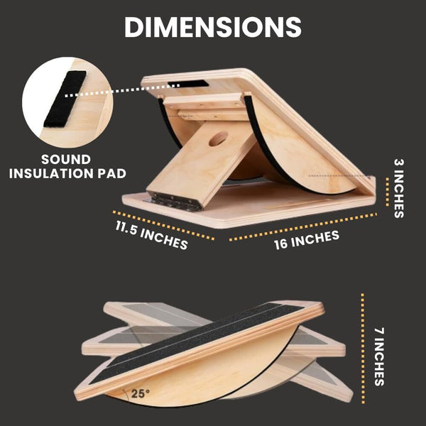 Non-Slip Wooden Slant Board Incline Balance Board Calf Stretcher Gym Exercise
