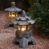 Pagoda Statues Outdoor Solar Powered Statue Zen Garden Lantern LED Garden Light
