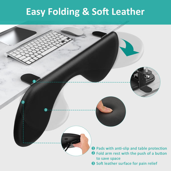 Desk Extender Tray Foldable Arm Rest Support Table Mount Armrest Shelf Black