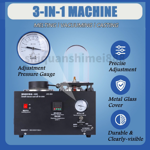 3IN1 Vacuum Investing Casting Machine Melting Furnace Jewelry Lost Wax Casting