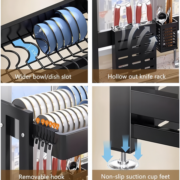 Over The Sink Dish Drying Rack 64-100CM Length and Height Adjustable Dish Drying