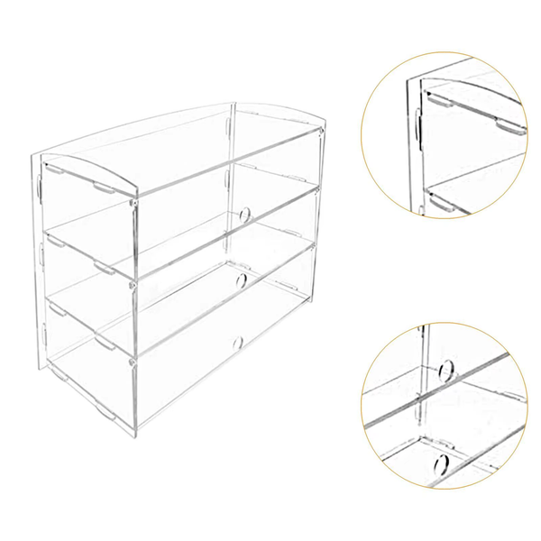 2/3 Tier Acrylic Display Case for Collectibles Figures Cupcake Dustproof Cabinet