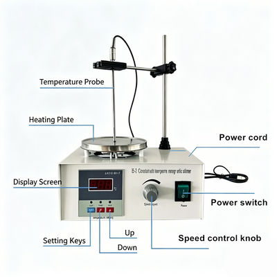 2L Magnetic Stirrer Hot Plate with Digital Temperature Display & Speed Adjusting