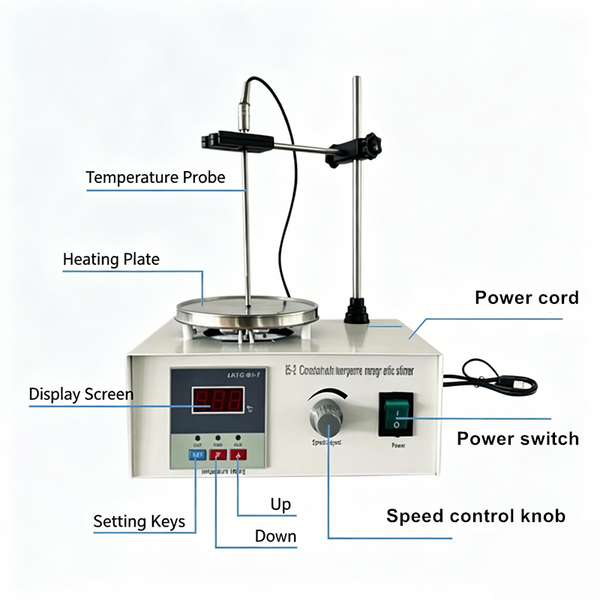 2L Magnetic Stirrer Hot Plate with Digital Temperature Display & Speed Adjusting