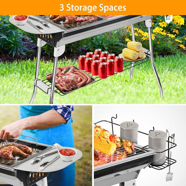 Outdoor Stainless Steel Charcoal Grill Barbecue Tool Folding Cooking Stove