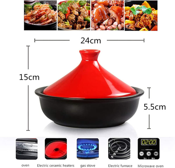 Kitchen Ceramic Tagine Household Red Tagine Pots Ceramic Cookware Soup Pot AU