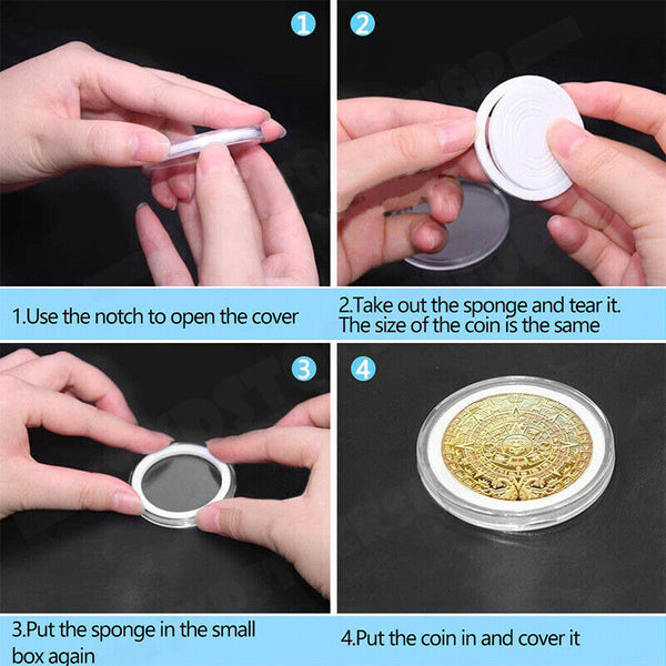 100pcs Coin Storage Box Case Capsules Holder Clear BOX 17/20/27/30mm(only box)