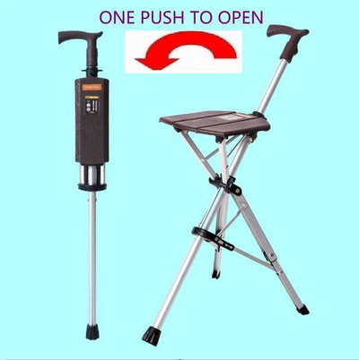 Folding Cane Seat Walking Stick Tripod Anti-Slip Portable for Seniors Hiking AU