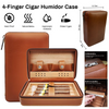 4-Finger Cigar Humidor Travel Cigar Case Holder Storage Wood Leather Box Gift AU