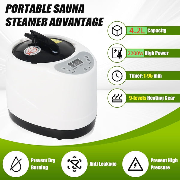 4.2L Sauna Machine Portable Sauna Steamer Pot For Spa Tent Fumigation Machine