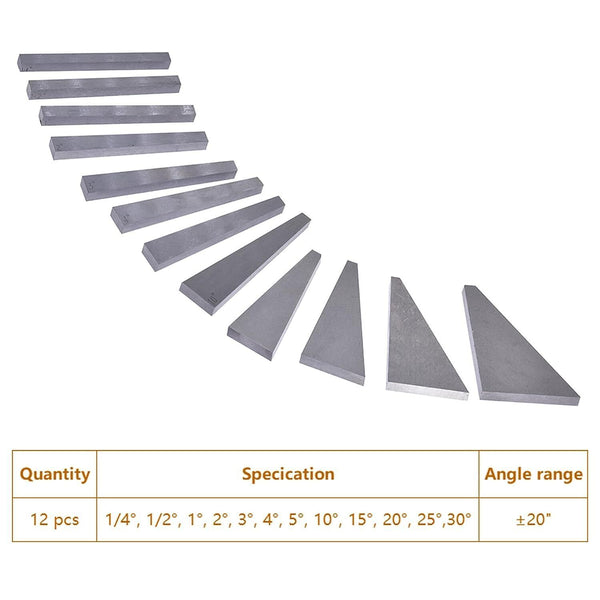 12Pcs Angle Block Set Machinist Tool Angle Gauge Block 1/4°- 30° Lathes Milling