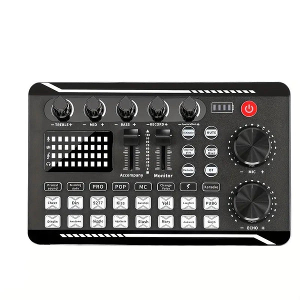 Podcast Studio Equipment Kit F998 Live Sound Card Audio Mixer w/ Mic 3m Earphone