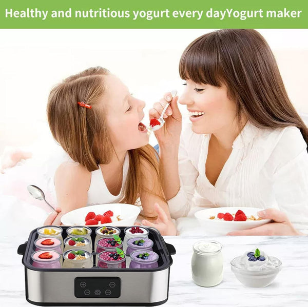 Probiotic Yogurt Maker with Auto Temperature & Time Control 12 180ml Glass Jars