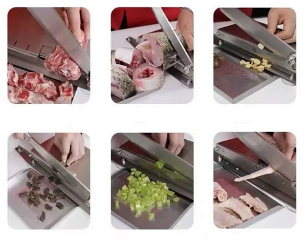 Bone Cutter Frozen Meat Slicer Manual Ribs Chicken Fish Chopper with Food Tray