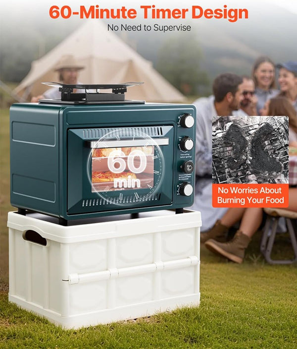 2-in-1 Outdoor Oven Portable Camping Cooking Stove Butane Canister Compatible