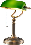 Classical Banker Desk Lamp Pull Chain Switch Green Glass Light Home Deco AU Plug