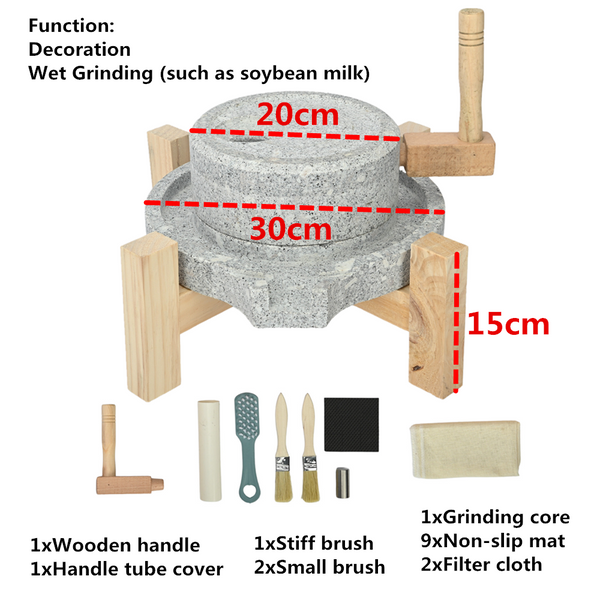 Stone Mill Grinder Grinding Wet/Dry For Soybean Milk Corn Flour Bean Powder AU