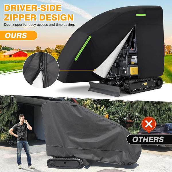 Mini Excavator Cover Waterproof Zippered Excavators Cover for Bobcat E20 Black