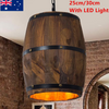 Wood Wine Barrel Pendant Lamp Kitchen Bar Hanging Ceiling Lamp Light Fixtures