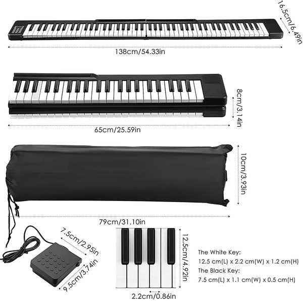 88 Keys Electric Piano Foldable Portable Digital Electronic Keyboard Piano w/Bag