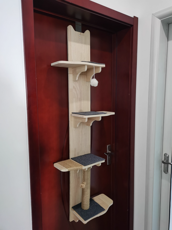 Door Hanging Cat Shelf 4-Levels Cat Tree Door Mounted Cat Climber for Indoor Cat