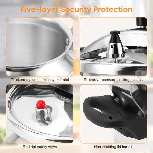 9L Pressure Cooker Explosion-Proof One Hand Locking 304 Stainless Steel Cooker